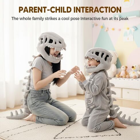 ZBH1985 Kids and Adults Spinosaurus Plush Dino Outfit 3D Realistic Dinosaur Skeleton Hat Skull Themed Performance Props Hats in Saudi Arabia