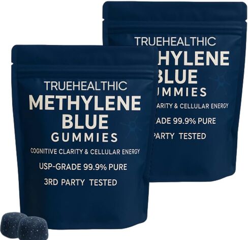 TRUEHEALTHIC Methylene Blue Gummies, for Cognitive Support & Mental Focus, Clean 5mg of Methylene Blue Per Gummy, 99.9% Pure, Vegan, Non-GMO, 30 Gummies in Kuwait