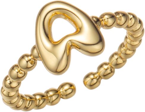 حلقات ZKJTEARY الأولية للنساء مطلية بالذهب عيار 18 قيراط بسيطة ABCDEJK-Z حلقة قابلة للتعديل على شكل حرف فقاعي مفتوحة خواتم إبهام أنيقة للنساء هدايا عيد الحب وعيد الميلاد in Kuwait