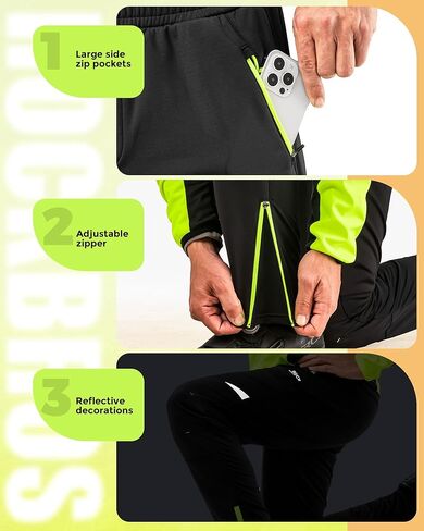 ROCKBROS سروال شتوي لركوب الدراجات للرجال لباس ضيق حراري لركوب الدراجات مضاد للرياح ومعدات التنزه في الهواء الطلق in Saudi Arabia