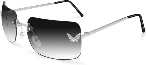 Dollger Rectangle Y2k Sunglasses for Women Fashion Rimless 2000s Square Sun Glasses Butterfly 90s Cool Shades in Saudi Arabia