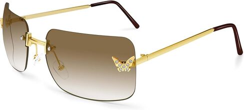 Dollger Rectangle Y2k Sunglasses for Women Fashion Rimless 2000s Square Sun Glasses Butterfly 90s Cool Shades in Saudi Arabia