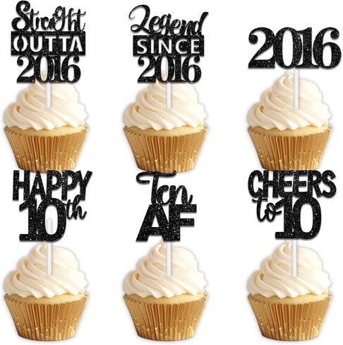 18pcs Black Glitter Dessert Cupcake Pick for Straight Outta 1995 Legend Since 1995 Theme Decor Supplies Men Happy 29th Birthday Party Decoration in Saudi Arabia