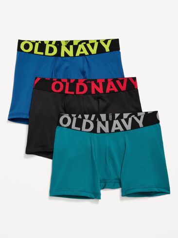Old Navy Go-Dry Boxer-Briefs Performance Underwear 3-Pack for Boys - Multi in Saudi Arabia