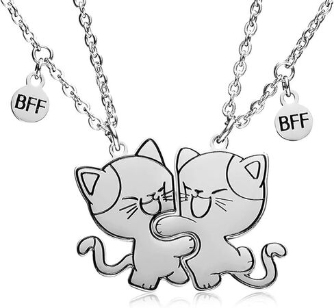 LittleFathand الصداقة BFF قلادة ل2 القط مطابقة الأزواج قلادة المختنق كيتي أفضل الأصدقاء القلائد للنساء الرجال زوجين مجوهرات هدية in Kuwait