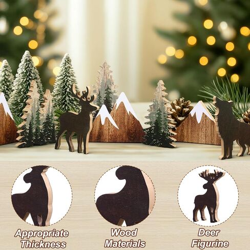 DoubleFill 10 Pcs Cabin Shelf Decor Wooden Forest Animals Bear Mountain Pine Tree Sign Rustic Woodland Decor for Cabin Farmhouse Table Centerpiece Home Office Decoration in Saudi Arabia