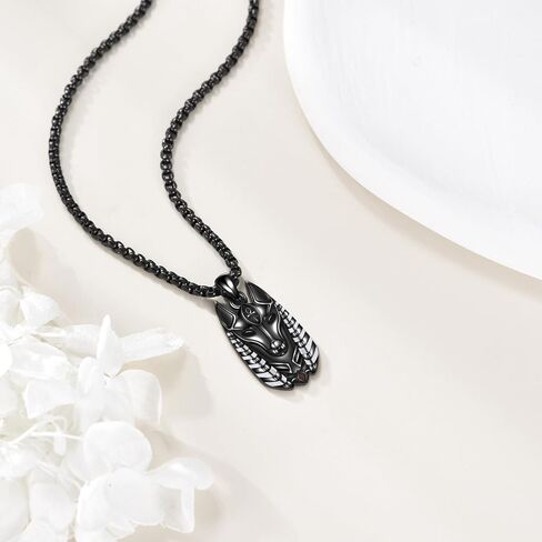 HUKKUN Egyptian Anubis Necklace Sterling Silver Black Anubis Egyptian Jewelry Gift for Men in Saudi Arabia