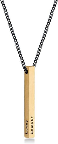 Sett&Co - Personalized 3D Vertical Bar Necklace With Custom Inscriptions in Sterling Silver 0.925, 18K Gold Plating - Panzer Chain - Custom Engraved Jewelry For Him, Men - Dainty Gift For Father's Day, Valentine's Day, Christmas in Saudi Arabia