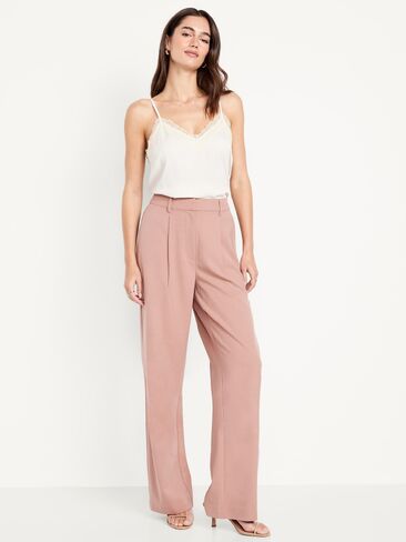 Old Navy Extra High-Waisted Taylor Wide-Leg Trouser Pants - Heather Pink in Saudi Arabia