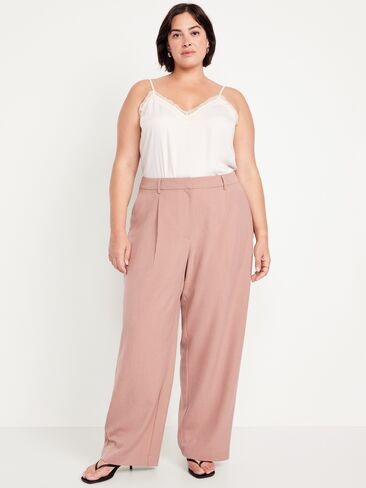Old Navy Extra High-Waisted Taylor Wide-Leg Trouser Pants - Heather Pink in Saudi Arabia