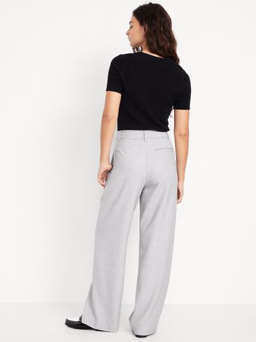 Old Navy Extra High-Waisted Taylor Wide-Leg Trouser Pants - Light Gray in Saudi Arabia