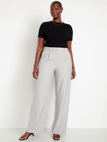 Old Navy Extra High-Waisted Taylor Wide-Leg Trouser Pants - Light Gray in Saudi Arabia