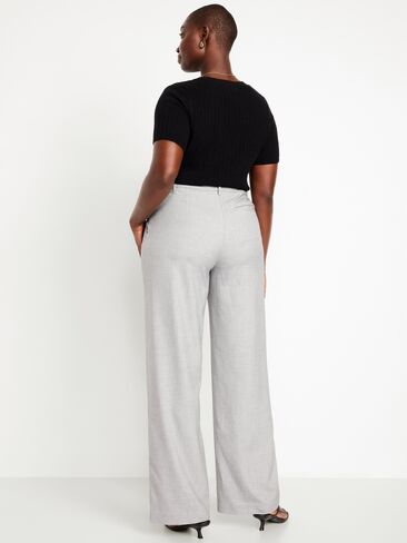 Old Navy Extra High-Waisted Taylor Wide-Leg Trouser Pants - Light Gray in Saudi Arabia