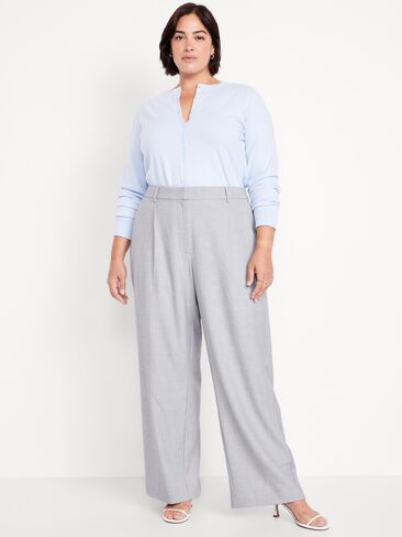 Old Navy Extra High-Waisted Taylor Wide-Leg Trouser Pants - Light Gray in Saudi Arabia
