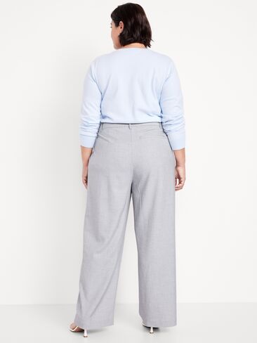 Old Navy Extra High-Waisted Taylor Wide-Leg Trouser Pants - Light Gray in Saudi Arabia