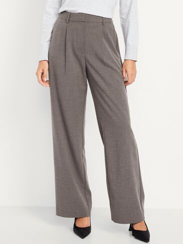 بنطلون تايلور واسع الساق بخصر عالٍ من Old Navy - رمادي داكن in Saudi Arabia