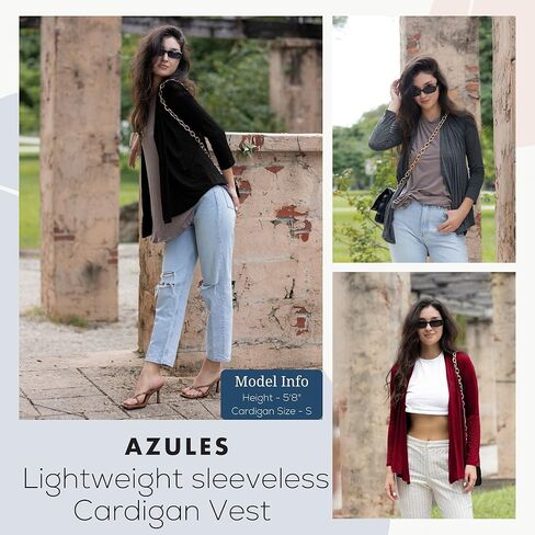 Azules 3 Pack Long Sleeve Open Front Cardigan for Women – Lightweight Rayon Sweater, Soft Flowy Layer for Casual Outfits in Saudi Arabia