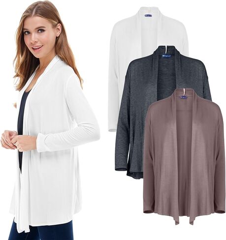 Azules 3 Pack Long Sleeve Open Front Cardigan for Women – Lightweight Rayon Sweater, Soft Flowy Layer for Casual Outfits in Saudi Arabia