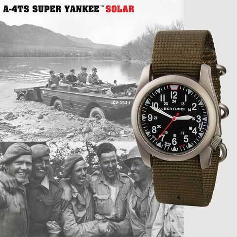 ساعة BERTUCCI® من التيتانيوم مقاس 44 مم - A-4TS Super Yankee™ Solar - مينا أسود، سوار Defender من النايلون الزيتوني - 13906 in Saudi Arabia