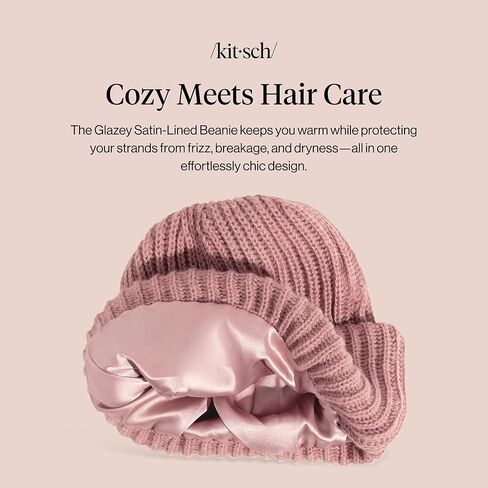 قبعة صغيرة مبطنة بالساتان من Kitsch Glazey™ للرجال والنساء - قبعات شتوية مريحة للرجال - قبعة أنيقة مضادة للتجعد لجميع أنواع الشعر - أحمر الخدود in Kuwait