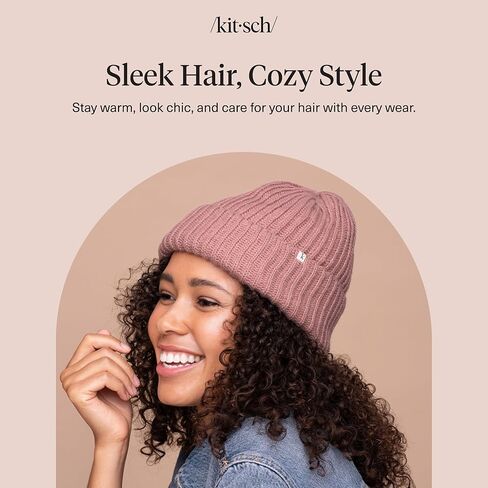 قبعة صغيرة مبطنة بالساتان من Kitsch Glazey™ للرجال والنساء - قبعات شتوية مريحة للرجال - قبعة أنيقة مضادة للتجعد لجميع أنواع الشعر - أحمر الخدود in Kuwait
