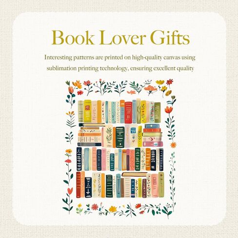 Puuonnnno Books Wildflower Canvas حمل حقيبة هدايا عيد الميلاد لمحبي الكتب، امرأة، أمين مكتبة، كتاب، قراء، هدية مكتبة، هدايا عيد ميلاد لمحبي الكتب in Saudi Arabia