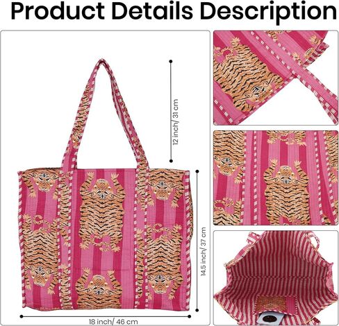 Marubhumi 4 Pcs set of Women Lightweight Travel Bag with Matching Pouches Purse Cotton Shoulder Tote Bag in Saudi Arabia