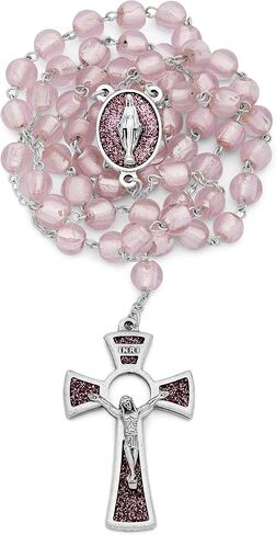 Mondo Cattolico Rosary Beads catholic for Women and Men from Vatican, Venetian Glass Rosary of the Miraculous Virgin - Perfect Catholic gifts in Saudi Arabia