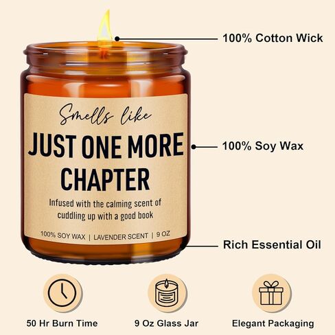 Younift Funny Scented Candle, Book Lovers Gifts, Reading Accessories - Birthday, Christmas Gifts for Book Lovers Women, Men, Readers, Librarian, Bookworm, Nerd - Bookish Club Presents - 9 oz in Saudi Arabia