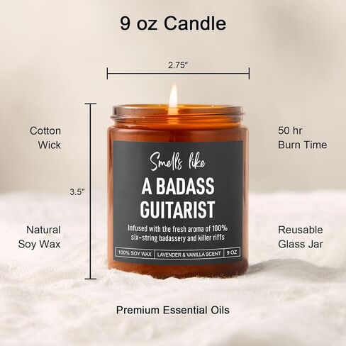 Karply Badass Guitarist Candle, Guitar Accessories, Guitar Gifts for Men, Women, Christmas, Stocking Stuffers, Cool Gifts for Guitar Players, Lovers, Guitarists, Musicians, Teen Boys, Girls, Teachers in Saudi Arabia