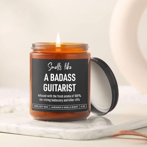 Karply Badass Guitarist Candle, Guitar Accessories, Guitar Gifts for Men, Women, Christmas, Stocking Stuffers, Cool Gifts for Guitar Players, Lovers, Guitarists, Musicians, Teen Boys, Girls, Teachers in Saudi Arabia