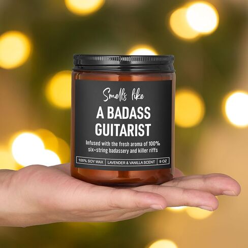 Karply Badass Guitarist Candle, Guitar Accessories, Guitar Gifts for Men, Women, Christmas, Stocking Stuffers, Cool Gifts for Guitar Players, Lovers, Guitarists, Musicians, Teen Boys, Girls, Teachers in Saudi Arabia