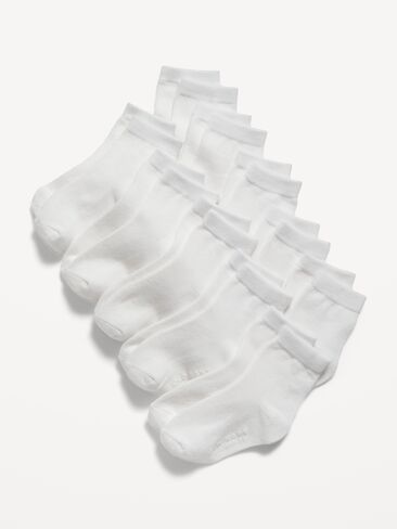 Old Navy Unisex Crew Socks 10-Pack for Toddler & Baby - Bright White in Saudi Arabia