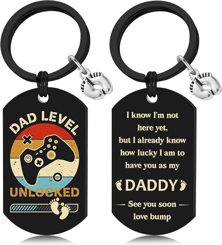 سلسلة مفاتيح Silkovahamd New Dad Gifts - سلسلة مفاتيح للأب لأول مرة، توقع جديد للأب ليكون هدايا للإعلان عن الحمل وحفل استقبال المولود الجديد وكشف الجنس في عيد الميلاد وعيد الأب in Kuwait