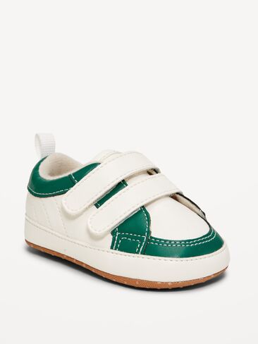 Old Navy Double Secure-Strap Faux-Leather Sneakers for Baby - GREEN/CREME in Saudi Arabia
