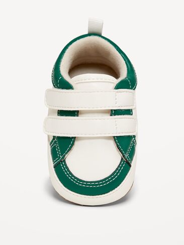 Old Navy Double Secure-Strap Faux-Leather Sneakers for Baby - GREEN/CREME in Saudi Arabia