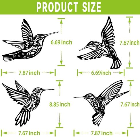 BFORXRO Metal Hummingbird Wall Art Decor-Black Outdoor Indoor Decor, Waterproof Bird Sculpture for Patios Garden Bird Lovers 4 Piece Set in Saudi Arabia