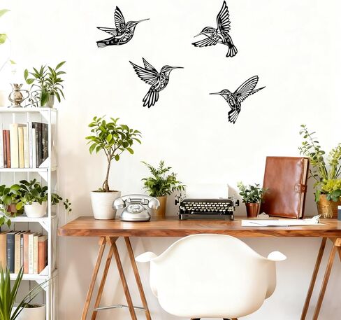BFORXRO Metal Hummingbird Wall Art Decor-Black Outdoor Indoor Decor, Waterproof Bird Sculpture for Patios Garden Bird Lovers 4 Piece Set in Saudi Arabia