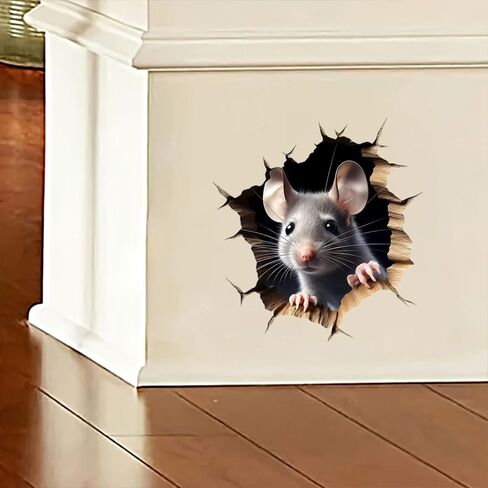 ملصقات جدارية ثلاثية الأبعاد لفتحة الفأر، عبوتان من ملصقات الفينيل القابلة للإزالة المقاومة للماء للجدران والأثاث وغرفة النوم والكمبيوتر المحمول وتزيين السيارة LB-0029 in Kuwait