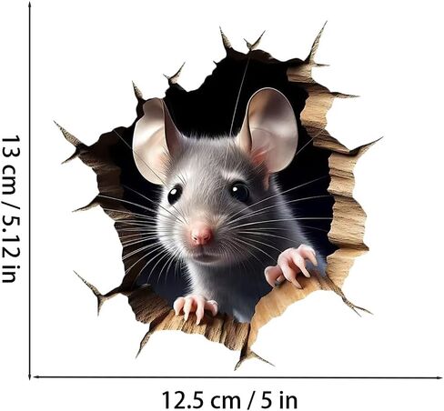 ملصقات جدارية ثلاثية الأبعاد لفتحة الفأر، عبوتان من ملصقات الفينيل القابلة للإزالة المقاومة للماء للجدران والأثاث وغرفة النوم والكمبيوتر المحمول وتزيين السيارة LB-0029 in Kuwait