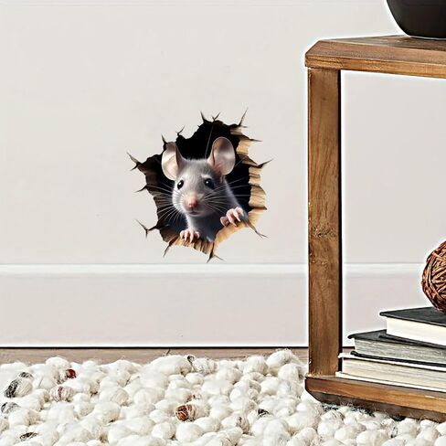 ملصقات جدارية ثلاثية الأبعاد لفتحة الفأر، عبوتان من ملصقات الفينيل القابلة للإزالة المقاومة للماء للجدران والأثاث وغرفة النوم والكمبيوتر المحمول وتزيين السيارة LB-0029 in Kuwait