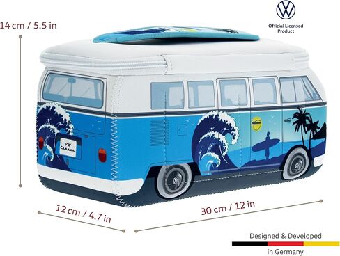 BRISA VW Collection - Volkswagen Neoprene Universal Makeup Cosmetic Travel Pharmacy Bag Pouch T1 Campervan Bus (Surf/Blue) in Saudi Arabia