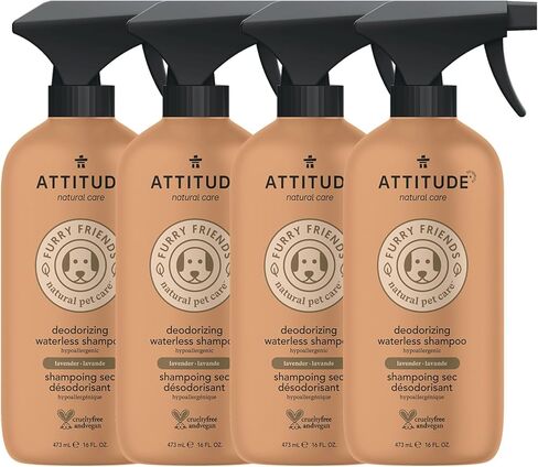 رذاذ شامبو بدون ماء للحيوانات الأليفة، مكونات نباتية ومعدنية، منتجات نباتية ولم يتم الإساءة إلى الحيوانات لتصنيعها، مزيل للروائح الكريهة ومضاد للحكة، لافندر، 16 أونصة سائلة من ATTITUDE in Kuwait