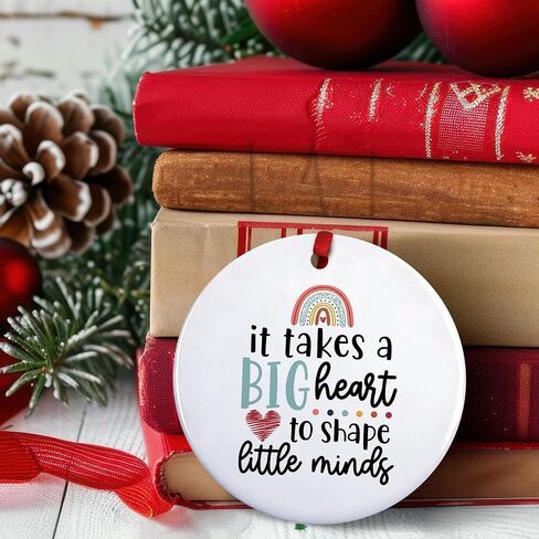 It Takes a Big Heart to Shape Little Minds Christmas Ornament - Thank You Gifts for Teachers, Preschool, End of Year & Retirement - Teacher Ornament 2025 - Teacher for Women Men in Saudi Arabia