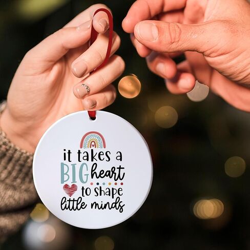 It Takes a Big Heart to Shape Little Minds Christmas Ornament - Thank You Gifts for Teachers, Preschool, End of Year & Retirement - Teacher Ornament 2025 - Teacher for Women Men in Saudi Arabia