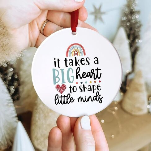 It Takes a Big Heart to Shape Little Minds Christmas Ornament - Thank You Gifts for Teachers, Preschool, End of Year & Retirement - Teacher Ornament 2025 - Teacher for Women Men in Saudi Arabia