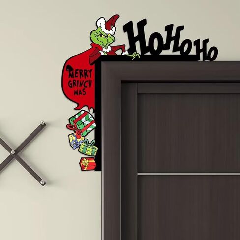 2025 Christmas Door Frame Decoration, Wooden DIY Stitching Creatives Home Decor, Funny Door Corner Sign Decor, Christmas Door Topper for Christmas Party Ornament in Saudi Arabia