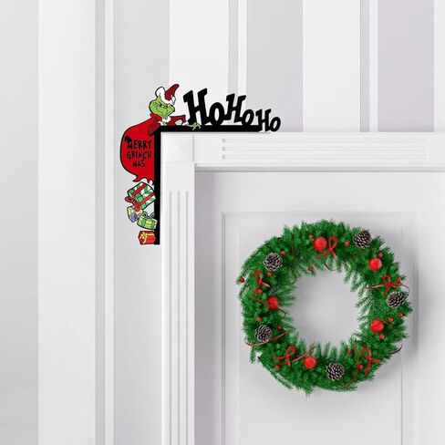 2025 Christmas Door Frame Decoration, Wooden DIY Stitching Creatives Home Decor, Funny Door Corner Sign Decor, Christmas Door Topper for Christmas Party Ornament in Saudi Arabia