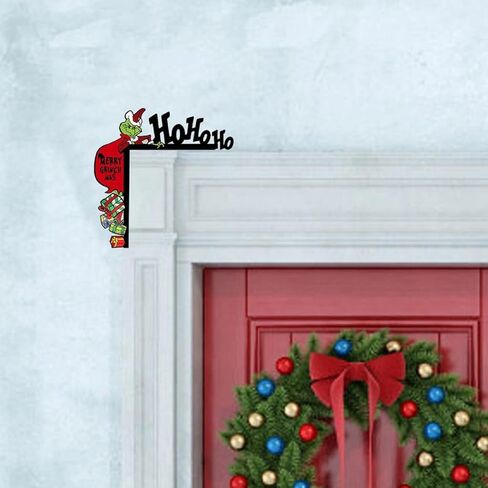2025 Christmas Door Frame Decoration, Wooden DIY Stitching Creatives Home Decor, Funny Door Corner Sign Decor, Christmas Door Topper for Christmas Party Ornament in Saudi Arabia