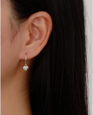 14k Dainty Heart Love Small Hoop Earrings Gold Plated for Women 925 Sterling Silver Cute Tiny Cubic Zirconia Hearted Charms Dangle Drop Delicate Holiday Jewelry Gifts in Saudi Arabia